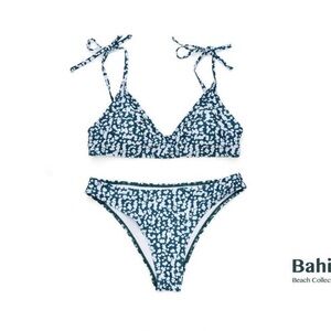 Teal and White Bikini Set